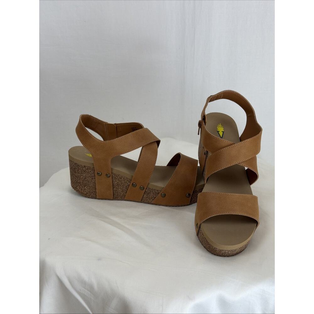 NWB Volatile "Sunkissed" Tan Cork Midsole Wedge Sandal #0847 Size 11